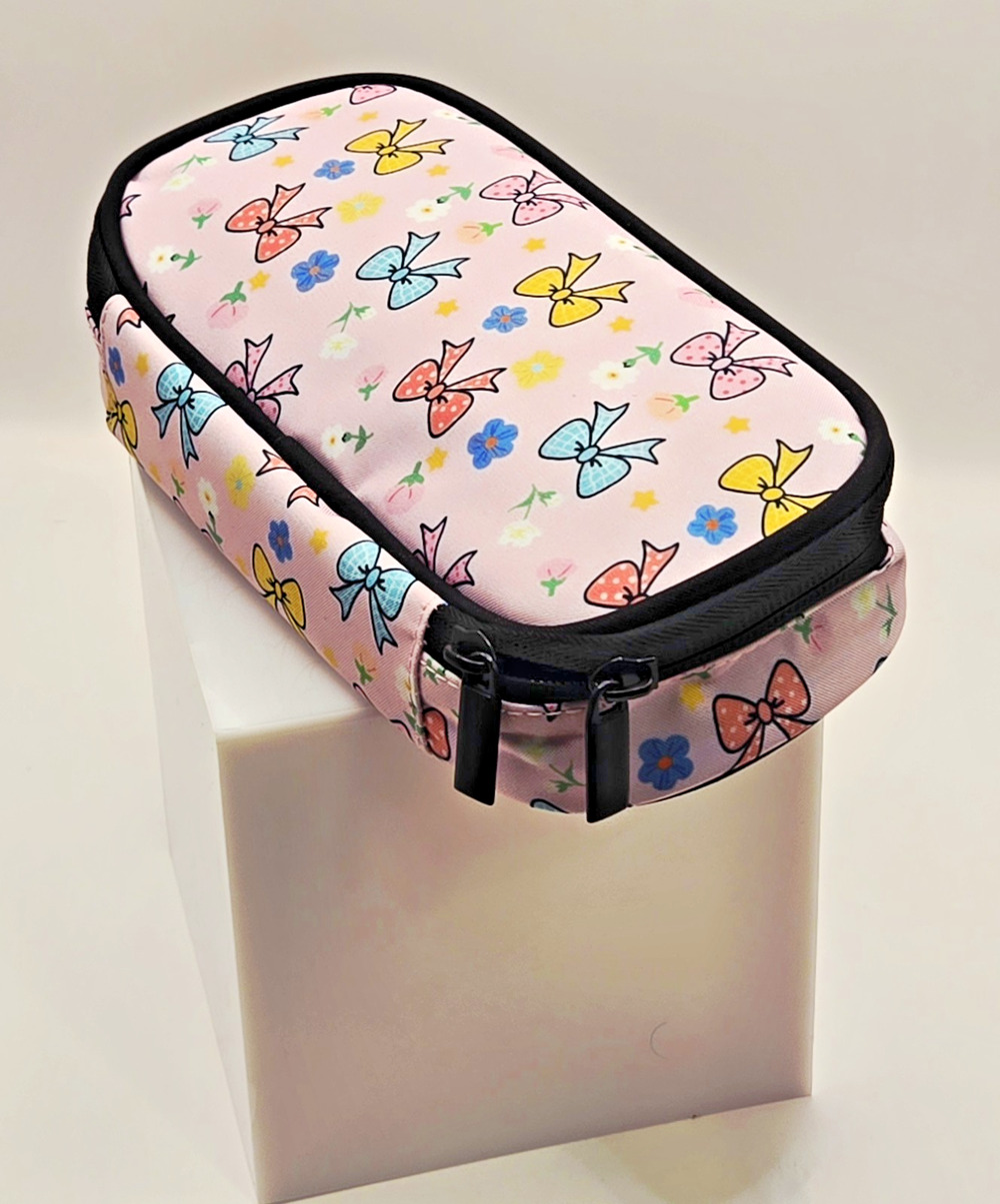 Cute Pink Bow Pencil Case Bag – Large Capacity Zipper Pouch for Girls, School Su